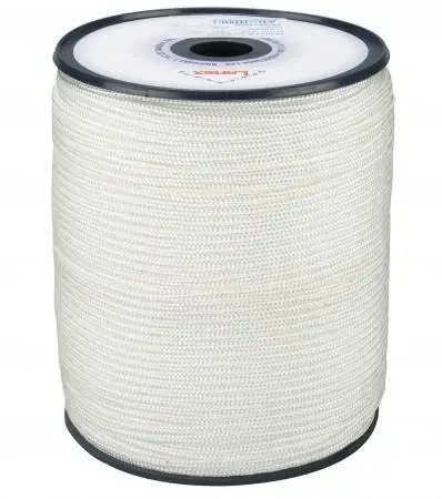 PA 8mm lano pletené s jádrem bílé - 100m/balení