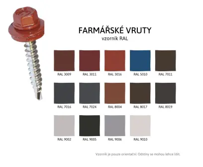 Farmářský vrut 4,8x20mm, RAL8017