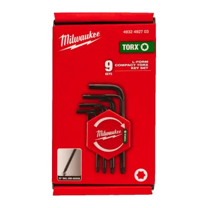 Milwaukee 9ks sada klíčů Torx zahnutých kompaktních