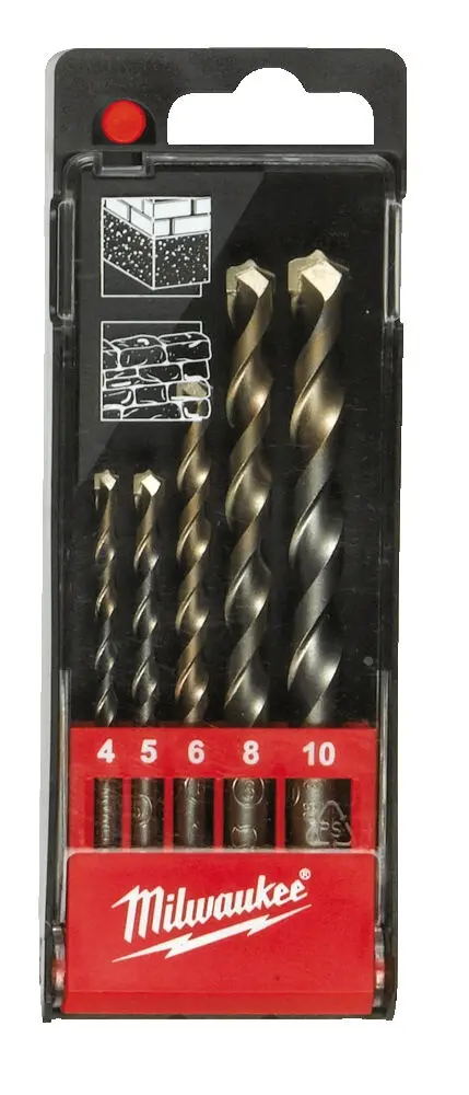 Milwaukee Sada vrtáků do betonu 5 ks/ Ø4, 5, 6, 8, 10 mm / Milwaukee Sada vrtáků do betonu 5 ks/ Ø4, 5, 6, 8, 10 mm /