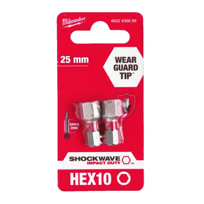 Milwaukee Šroubovací bity ShW Hex10 25mm - 2ks Milwaukee Šroubovací bity ShW Hex10 25mm - 2ks