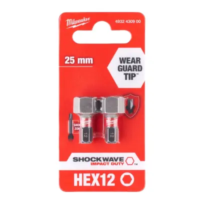 Milwaukee Šroubovací bity ShW Hex12 25mm - 2ks