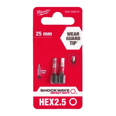 Milwaukee Šroubovací bity ShW Hex2,5 25mm - 2ks