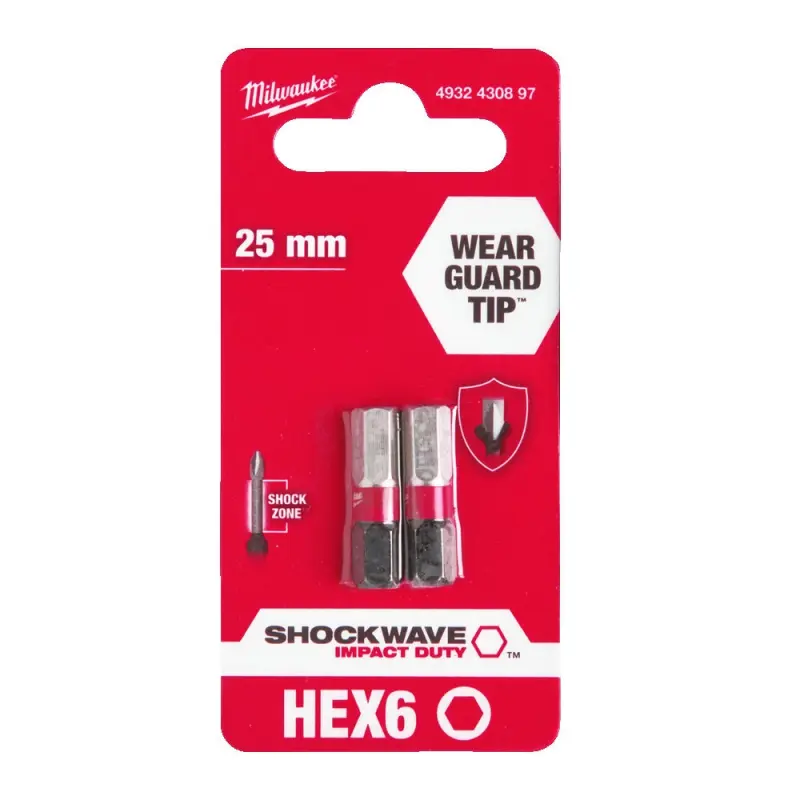 Milwaukee Šroubovací bity ShW Hex6 25mm - 2ks