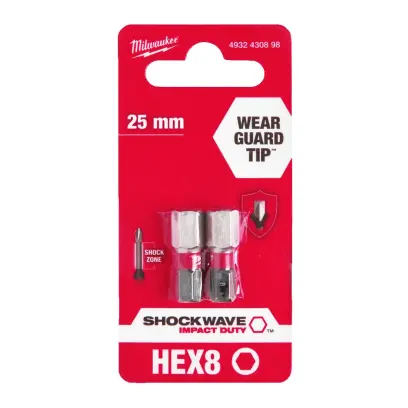 Milwaukee Šroubovací bity ShW Hex8 25mm - 2ks