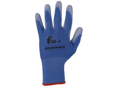 Rukavice CXS BRITA DOTS, máčené v PU a PVC terčíky, vel. 06-07