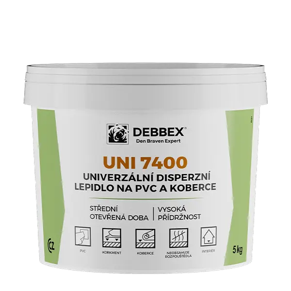 Univerzální disperzní lepidlo na PVC a koberce UNI 7400 5 kg kbelík světle béžová