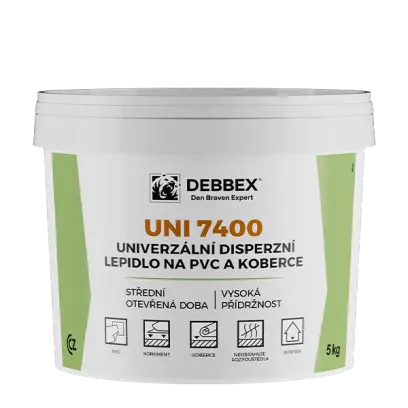 Univerzální disperzní lepidlo na PVC a koberce UNI 7400 1 kg kbelík světle béžová