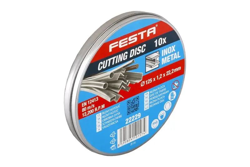 Kotouč řezný FESTA na kov 125x1.2x22.2mm plechový box 10ks Kotouč řezný FESTA na kov 125x1.2x22.2mm plechový box 10ks