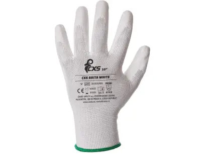 Rukavice CXS BRITA WHITE, máčené v polyuretanu, vel. 11