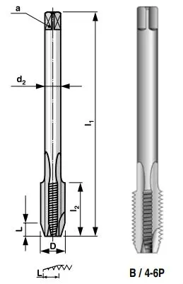 M12 Strojní závitník DIN 376, N2, HSS válcované přímá drážka s lamačem třísek, PN 8/1376