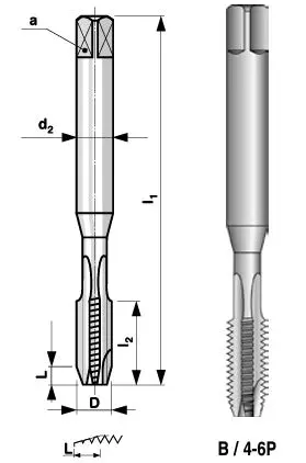 M6 Strojní závitník PN 8/1371, HSS, válcované přímá drážka s lamačem třísek
