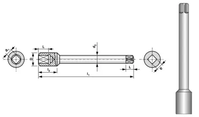 Nástavec na závitníky, 241150, 5, L=110 mm, Pro záv. M8