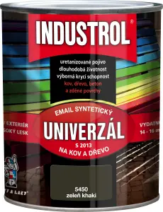 Industrol S2013 univerzál lesk vrchní barva na kov a dřevo, 5450 zeleň khaki, 750 ml