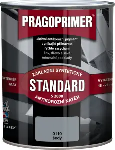 Pragoprimer Standard S2000 základní barva na kov, 0110 šedá, 600 ml