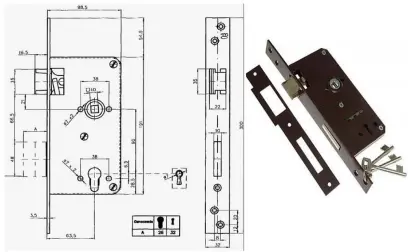 Zámek vratový na dozický klíč 90/63,5/32 ''L''