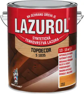 Lazurol Topdecor S1035 tenkovrstvá lazura na dřevo T024 cedr, 2,5 l