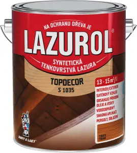 Lazurol Topdecor S1035 tenkovrstvá lazura na dřevo T023 teak, 2,5 l
