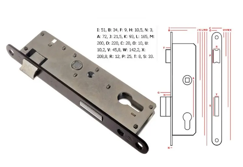 Zámek ZZB 1 - Z219-ZWP 72/34 P hl. 50 mm