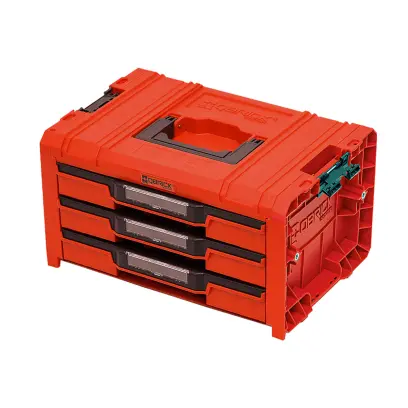 Box s organizérem Qbrick PRO Drawer 3 Toolbox 2.0 Expert RED Ultra HD Custom | 450x310x244 mm