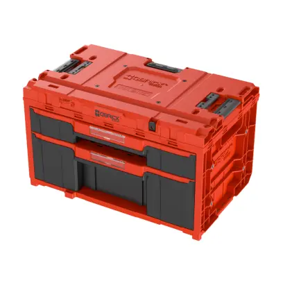 Box s organizérem plastový Qbrick ONE Drawer 2 Plus Toolbox 2.0 Red Ultra HD, 2 zásuvky | 587x380x340 mm