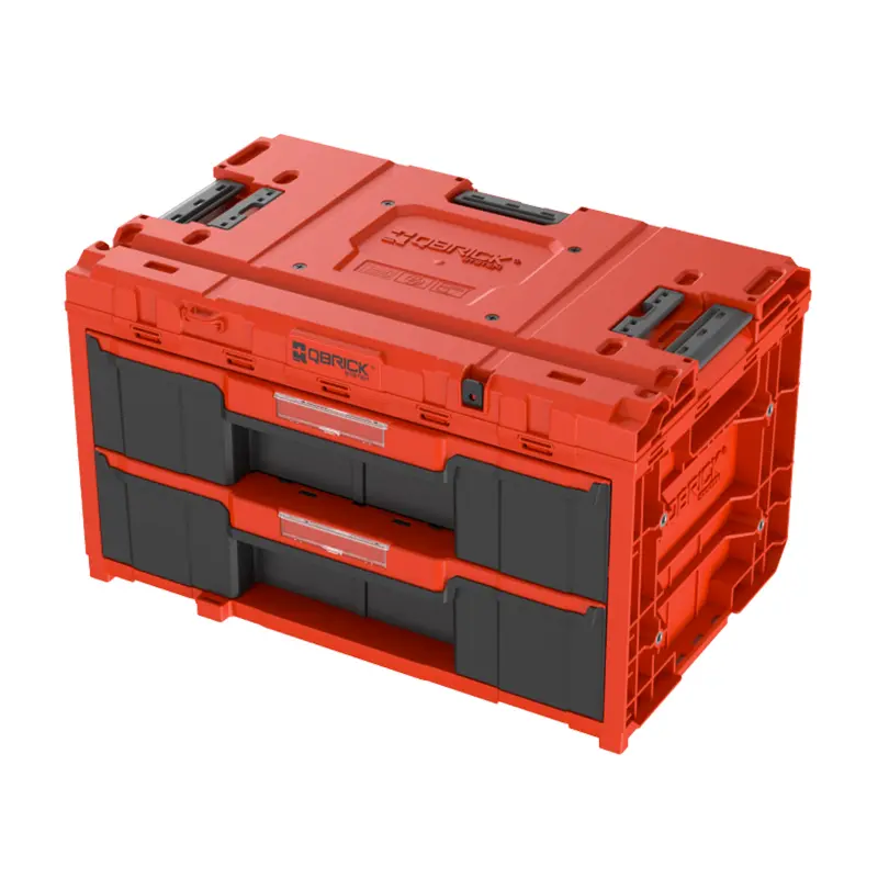 Box s organizérem plastový Qbrick ONE 2.0 DRAWER 2 TOOLBOX RED Ultra HD Custom, 2 zásuvky | 587x380x340 mm