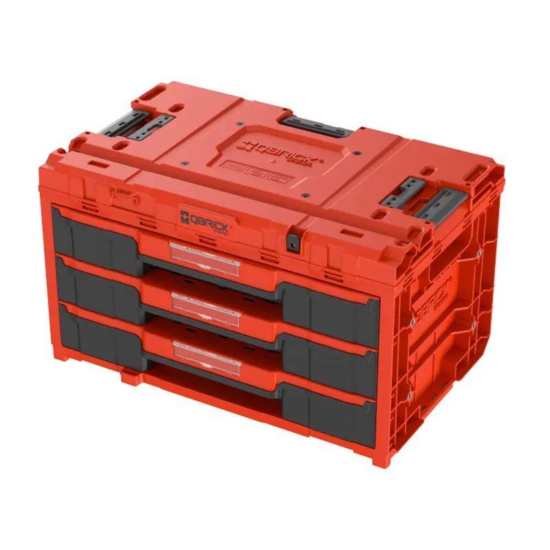 Box s organizérem plastový Qbrick ONE Drawer 3 Toolbox 2.0 Red Ultra HD Custom, 2 zásuvky | 587x380x340 mm