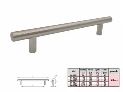 Úchytka HRAZDA 10/160/200 mm NiB