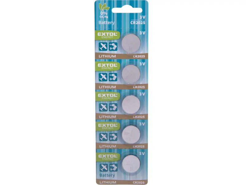 baterie lithiové, 5ks, 3V (CR2025)