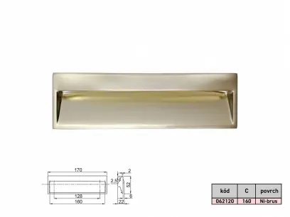 Úchytka zadlabací CARMEN 128/160 mm 170 mm, Ni-SATIN