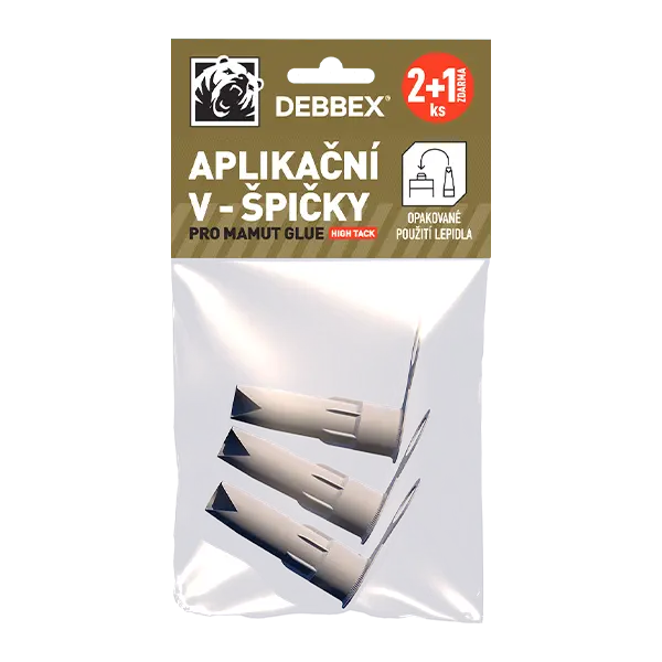 Náhradní aplikační V-špičky pro lepidla MAMUT GLUE 2+1 ZDARMA 3 ks blistr bílá