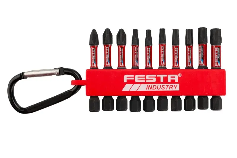 Sada torzních bitů FESTA INDUSTRY PH-PZ-TORX S2 1/4" 50mm 10ks Sada torzních bitů FESTA INDUSTRY PH-PZ-TORX S2 1/4" 50mm 10ks