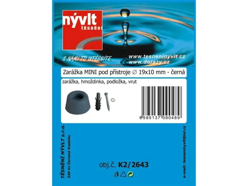 K2/2643 SADA zarážka MINI 19x10 hmoždinka, šroub černá