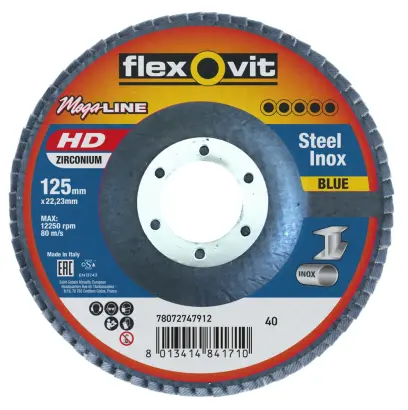 Lamelový kotouč FDTF 125x22mm R860 Flexovit P40 Megaline Modrá