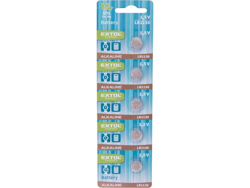baterie alkalické, 5ks, 1,5V (LR54, LR1130)