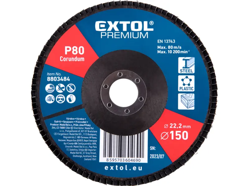 kotouč lamelový šikmý korundový, O150mm, P80 kotouč lamelový šikmý korundový, O150mm, P80
