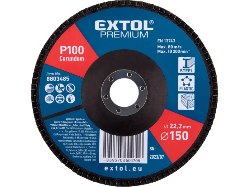 kotouč lamelový šikmý korundový, O150mm, P100 kotouč lamelový šikmý korundový, O150mm, P100