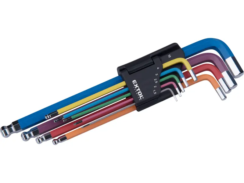 L-klíče IMBUS prodloužené barevné, sada 9ks, s kuličkou, 1,5-10mm, S2 L-klíče IMBUS prodloužené barevné, sada 9ks, s kuličkou, 1,5-10mm, S2