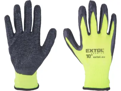 rukavice nylonové, bezešvé, polomáčené v latexu, velikost 10