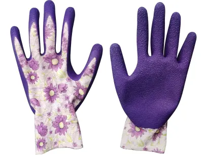 rukavice polyesterové, bezešvé, polomáčené v latexu, velikost 7