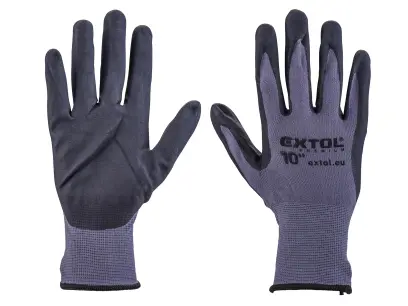 rukavice nylonové, bezešvé, polomáčené v nitrilu, velikost 10