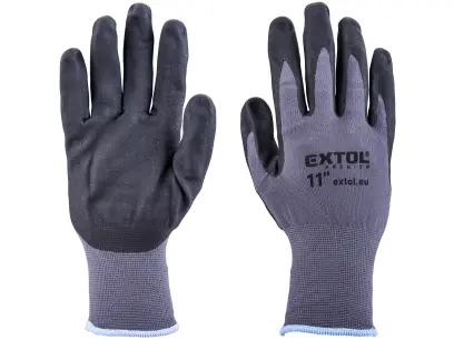 rukavice nylonové, bezešvé, polomáčené v nitrilu, velikost 11