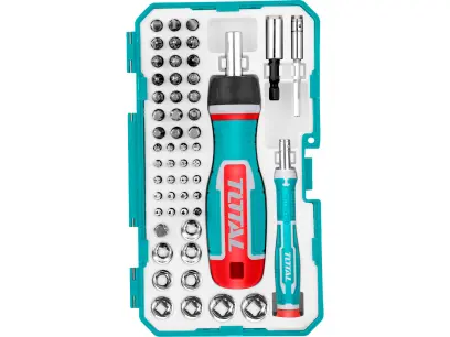 Šroubovák ráčnový a hodinářsky s ořechy a hroty, sada 55ks, industrial