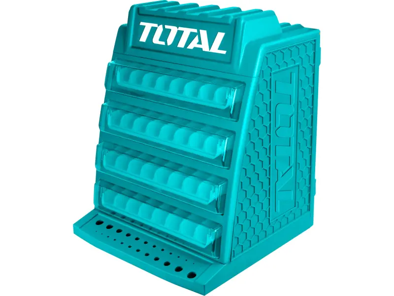 Skříňka na vrtáky, rozměry 340x320x430mm, 4 poschodí, 8 přihrádek na každém poschodí Skříňka na vrtáky, rozměry 340x320x430mm, 4 poschodí, 8 přihrádek na každém poschodí