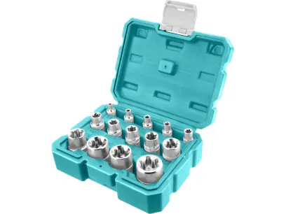 Hlavice nástrčné, sada 12ks, hvězdicové, industrial, CrV