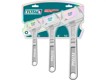 Klíč nastavitelný, sada 3ks, carbon steel