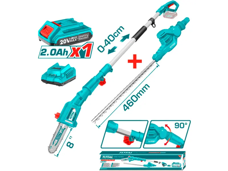 Pila na větve a nůžky na živé ploty, AKU, 20V LI-ION, 1x baterie, 1x nabíječka Pila na větve a nůžky na živé ploty, AKU, 20V LI-ION, 1x baterie, 1x nabíječka