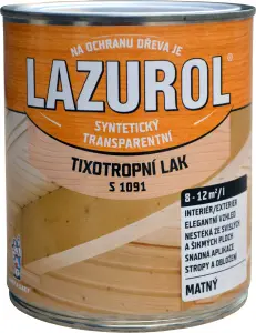 LAZUROL tixotropní nestékající lak na kov a dřevo S1091, bezbarvý mat, 750 ml