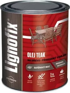 Lignofix olej Teak, přírodní olej na dřevo v interiéru a exteriéru, 750 ml