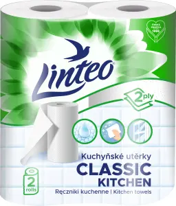Linteo Classic 2vrstvé kuchyňské papírové utěrky, 2× 9,3 m, 2 role